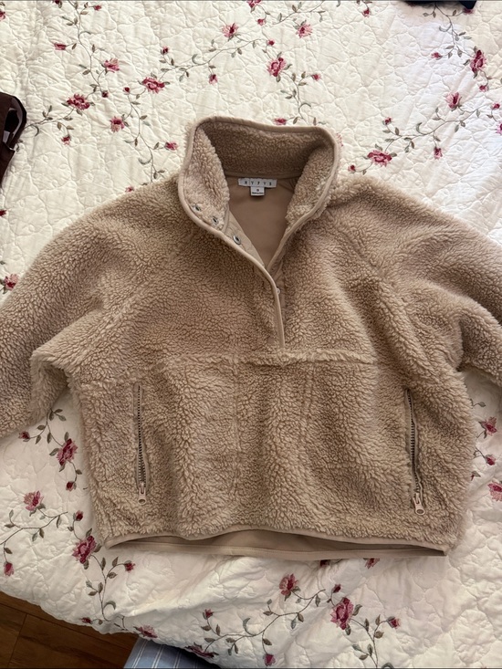 HYFVE Jackets & Blazers - HYFVE Beige Sherpa Half-Zip Pullover Jacket